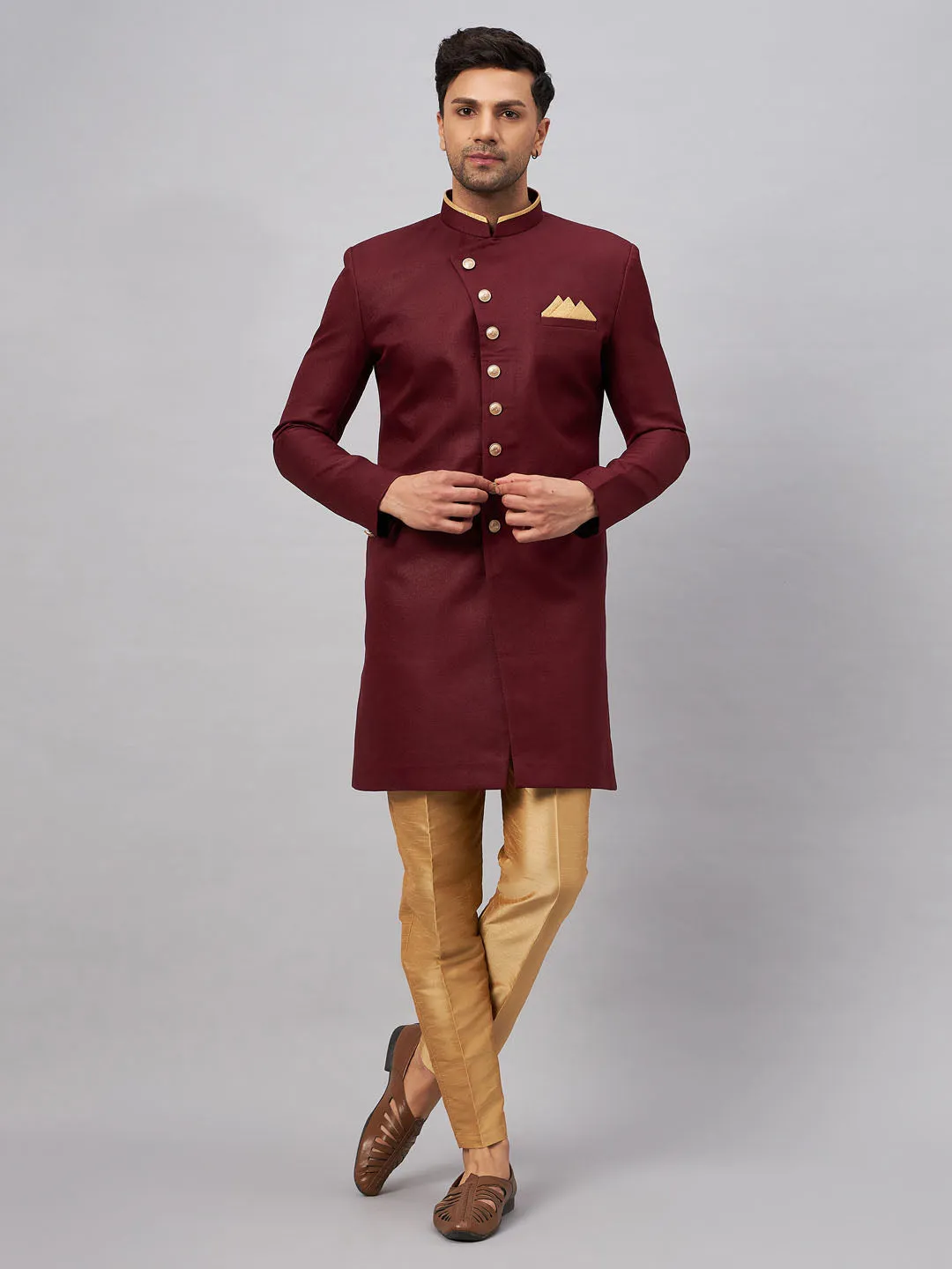 VASTRAMAY Maroon Indo Western Set