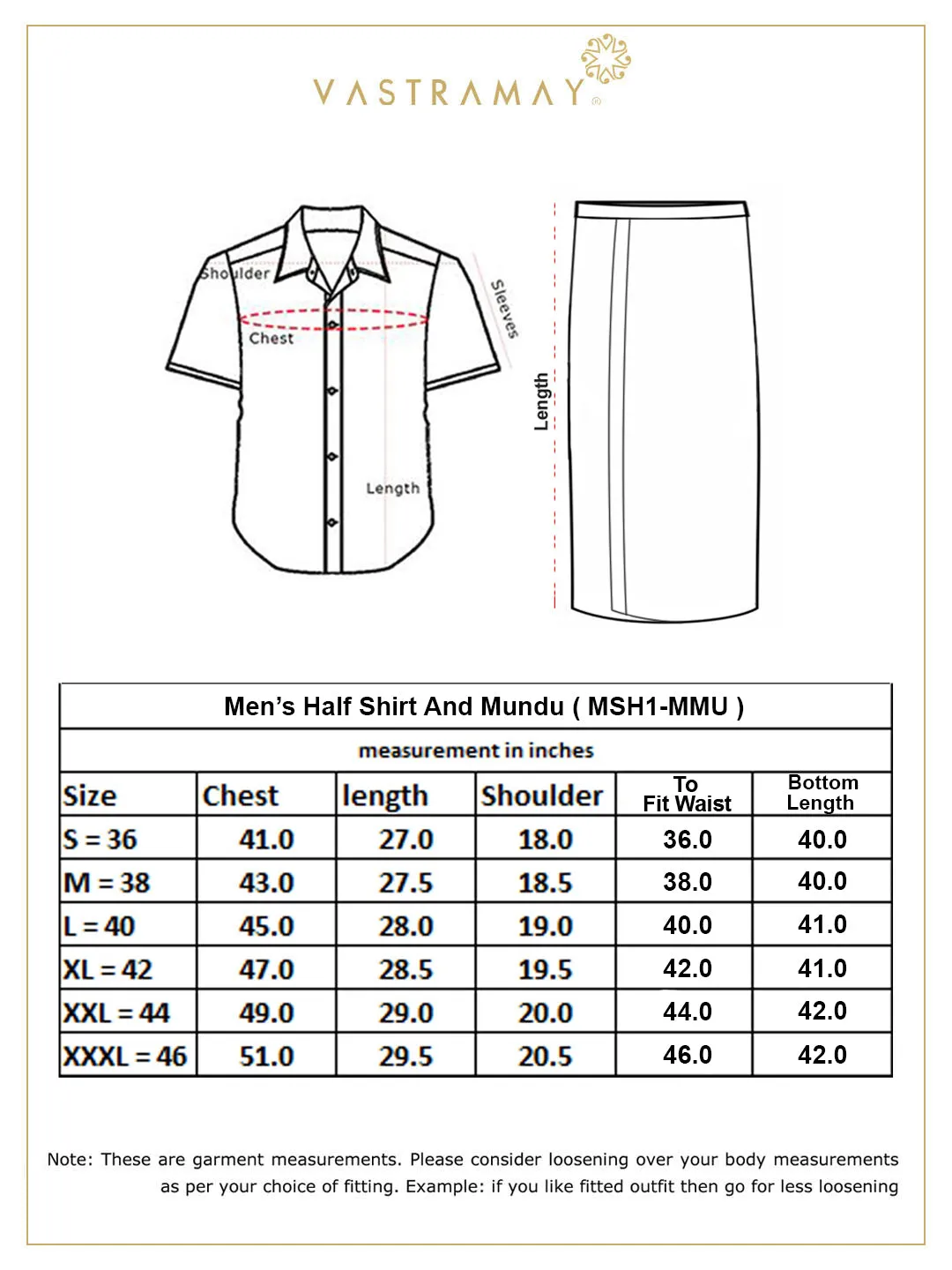 VASTRAMAY Men's Beige Cotton Shirt And Mundu