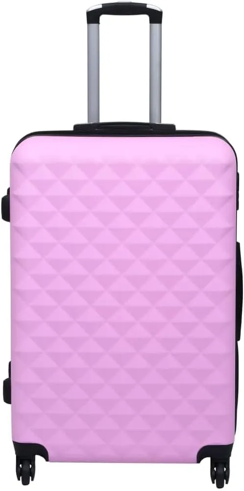 vidaXL ABS Hardcase Trolley Suitcase - Pink, With Security Lock, Top Handle, 360 Degree Castors, Size 29.9" x 18.9" x 11"