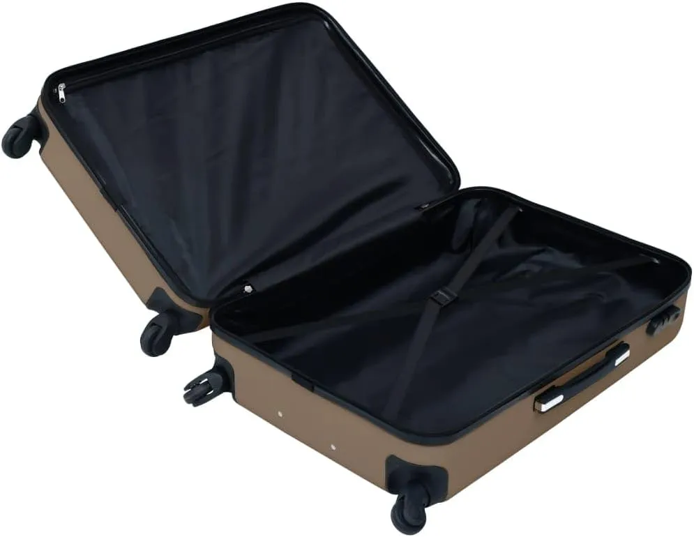 vidaXL Brown Hardcase Trolley Suitcase - Durable ABS Material with Security Locks and 360 Degree Castors