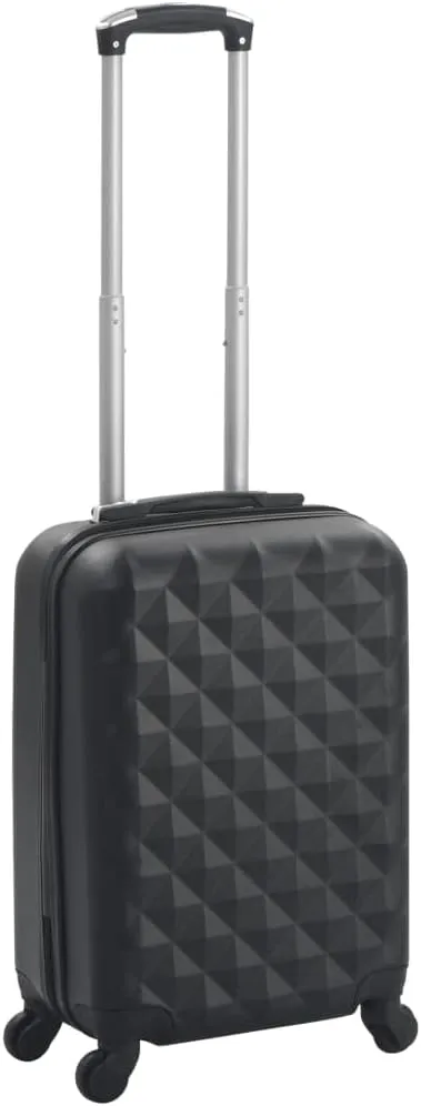 vidaXL Durable Hardcase Trolley in Black ABS Material- Lightweight with Internal Tensioning Straps and 360-Degree Castors