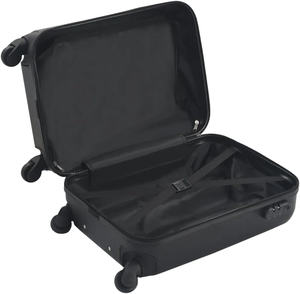vidaXL Durable Hardcase Trolley in Black ABS Material- Lightweight with Internal Tensioning Straps and 360-Degree Castors