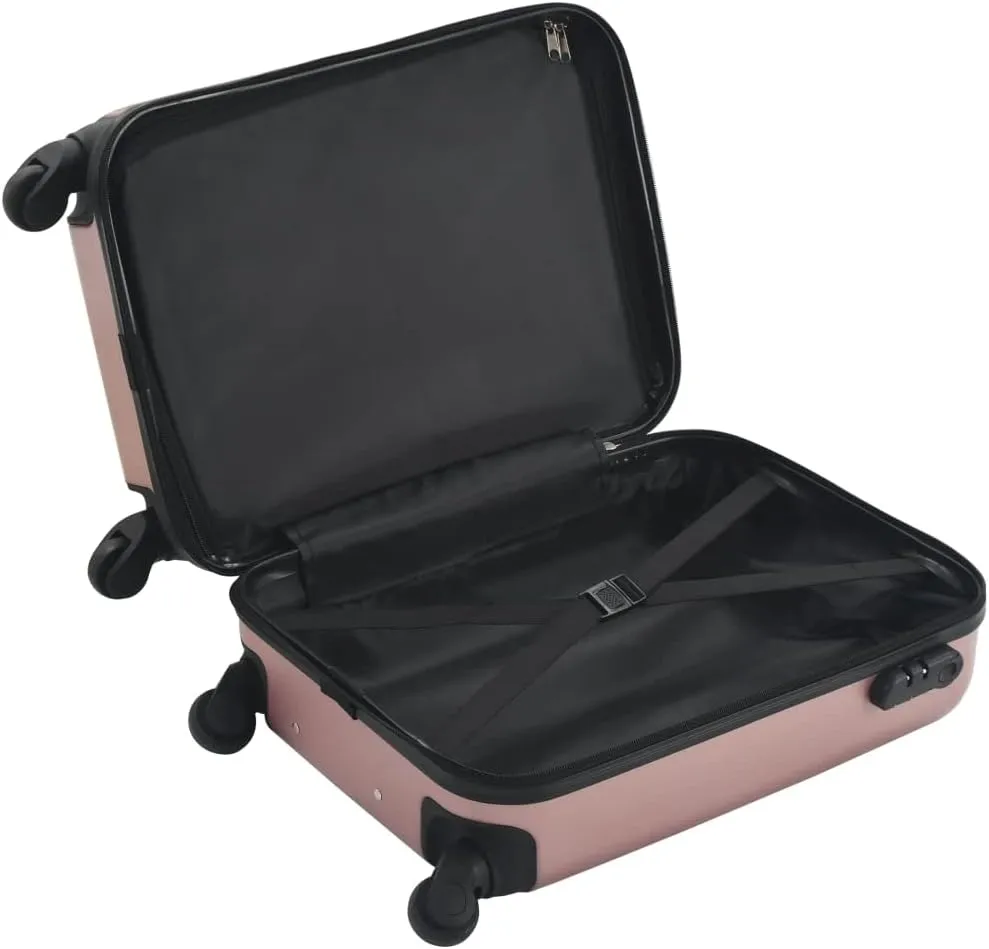 vidaXL Hardcase Trolley with Security Locks, ABS Shell, 360-Degree Castors, Internal Tensioning Straps, 21.7" x 14.2" x 8.7" Dimensions, Rose Gold