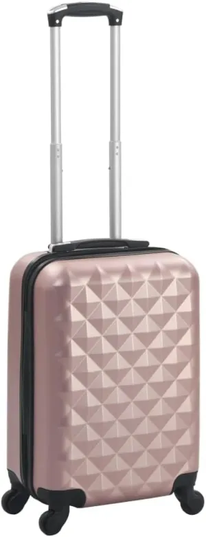 vidaXL Hardcase Trolley with Security Locks, ABS Shell, 360-Degree Castors, Internal Tensioning Straps, 21.7" x 14.2" x 8.7" Dimensions, Rose Gold