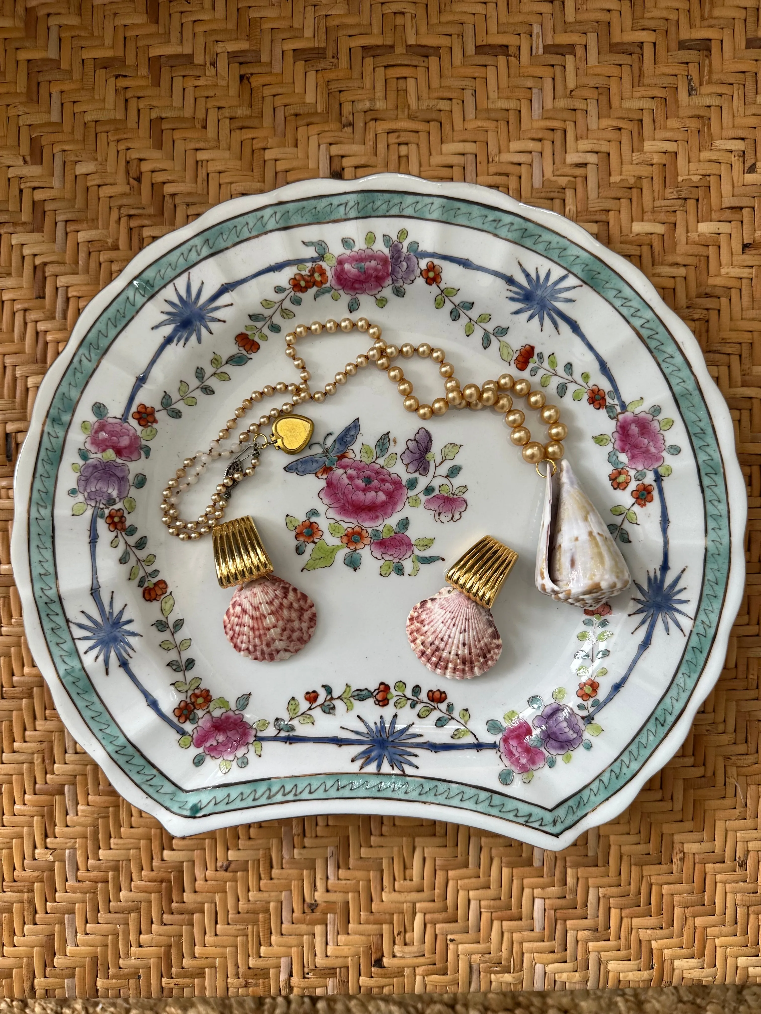 Vintage Clip-On Earrings Reworked with Shells - Pre-order only Shipping May 15th