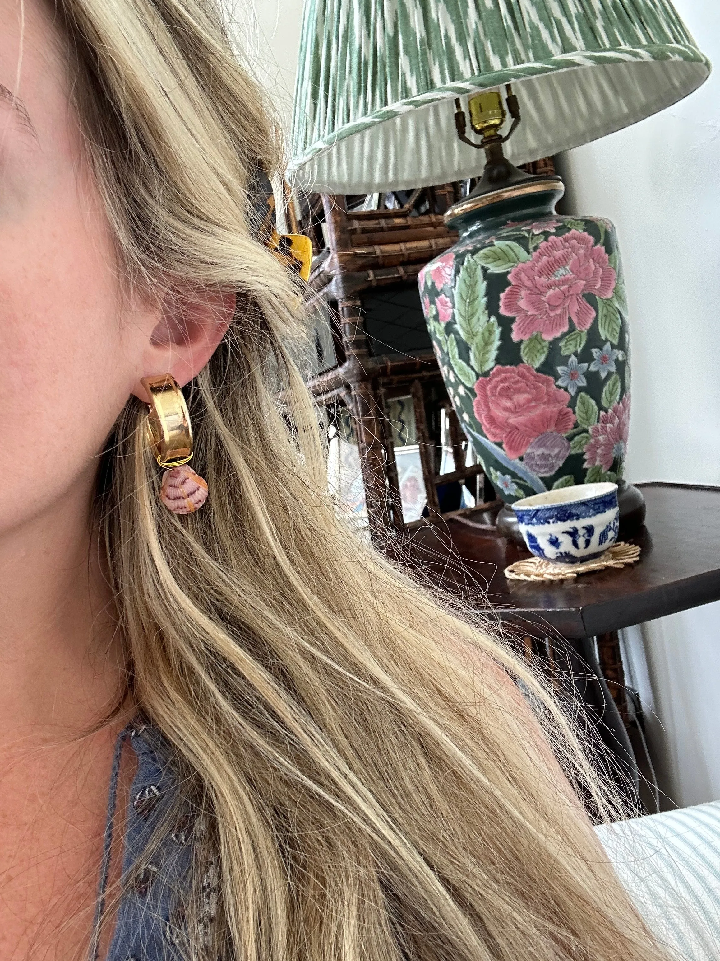 Vintage Clip-On Earrings Reworked with Shells - Pre-order only Shipping May 15th
