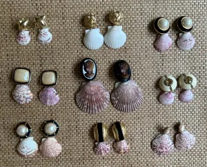 Vintage Clip-On Earrings Reworked with Shells - Pre-order only Shipping May 15th
