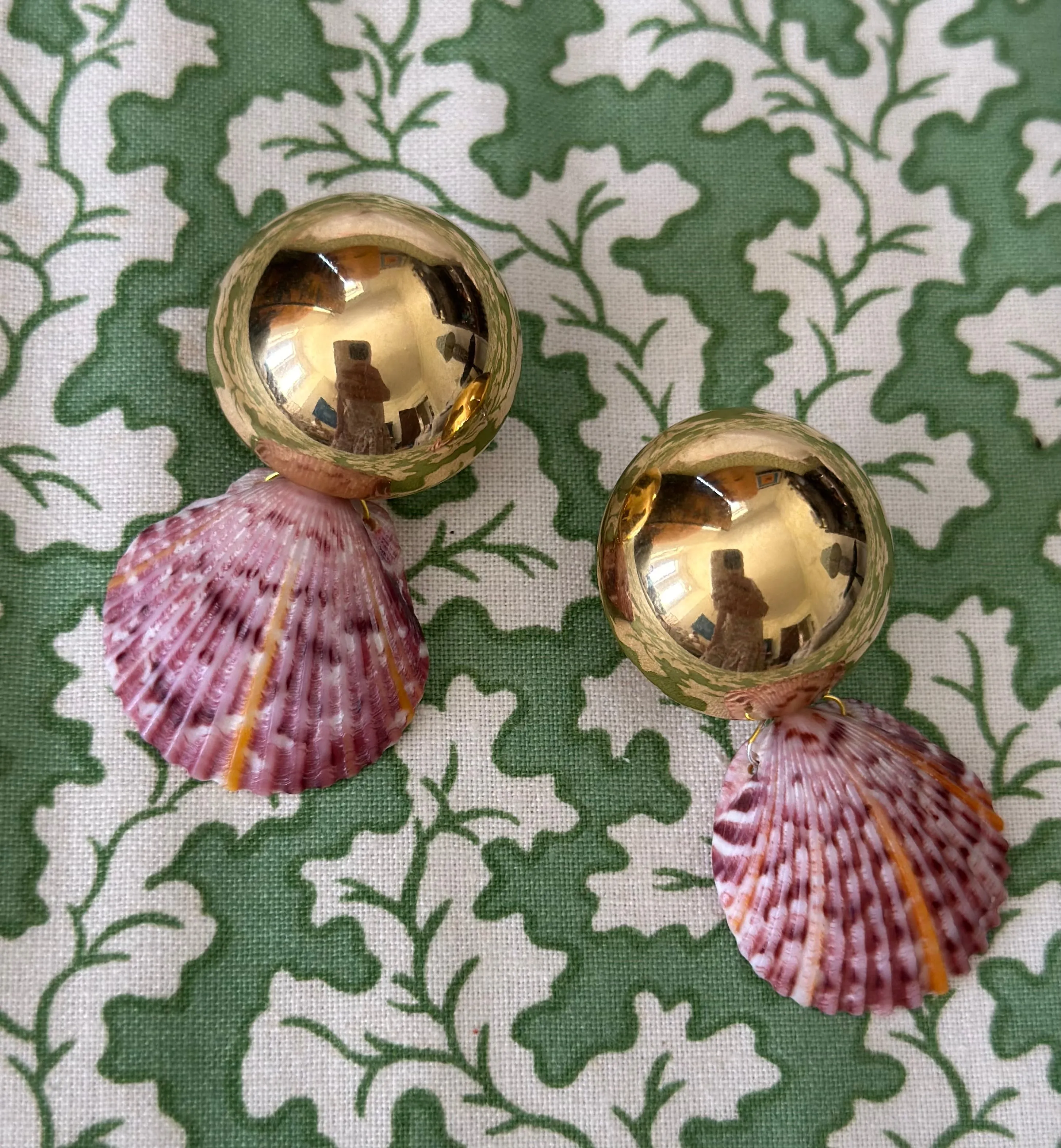 Vintage Clip-On Earrings Reworked with Shells - Pre-order only Shipping May 15th