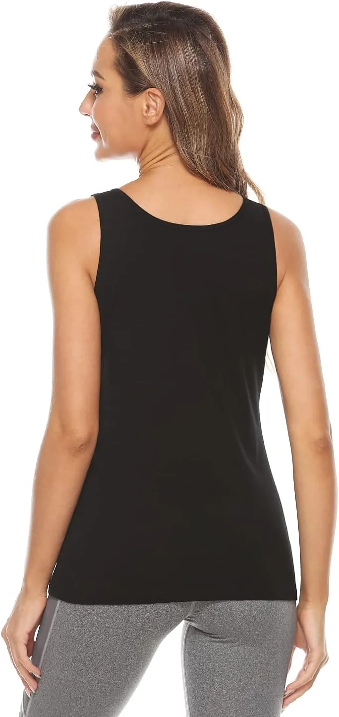 Vislivin Cotton Tank Tops with Shelf Bra for Women Stretch Tanks Wide Strap Undershirts