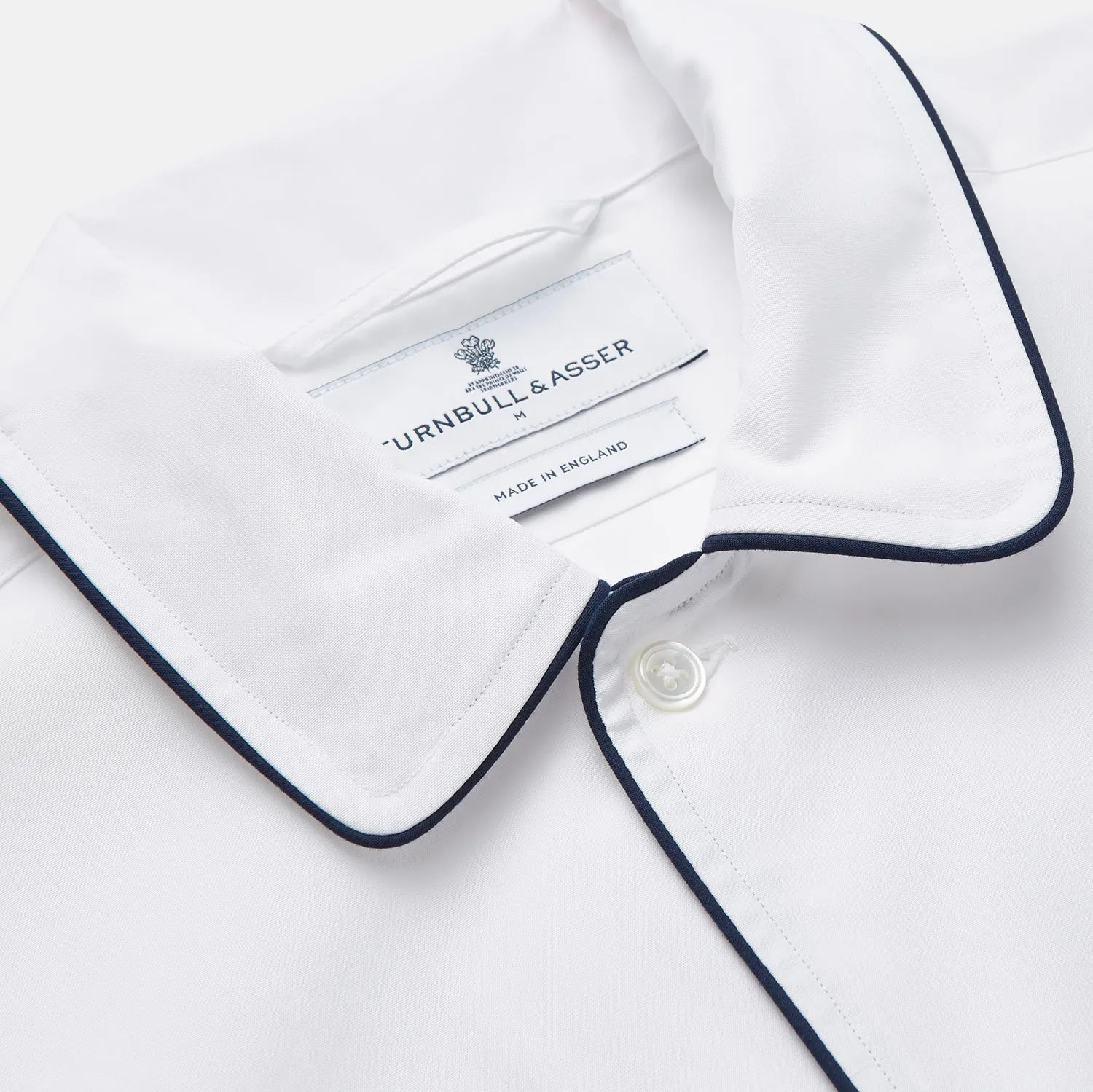 White Piped Cotton Nightshirt