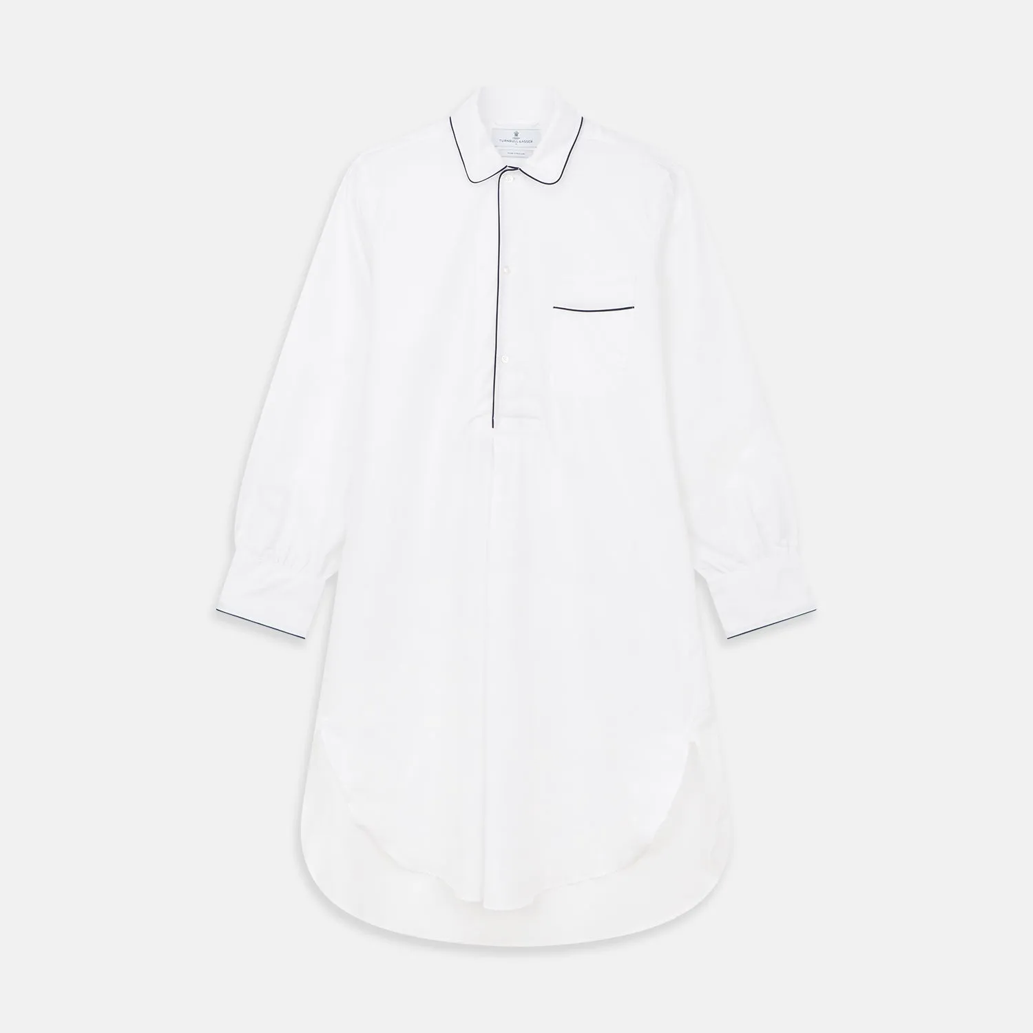 White Piped Cotton Nightshirt