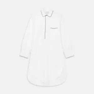 White Piped Cotton Nightshirt