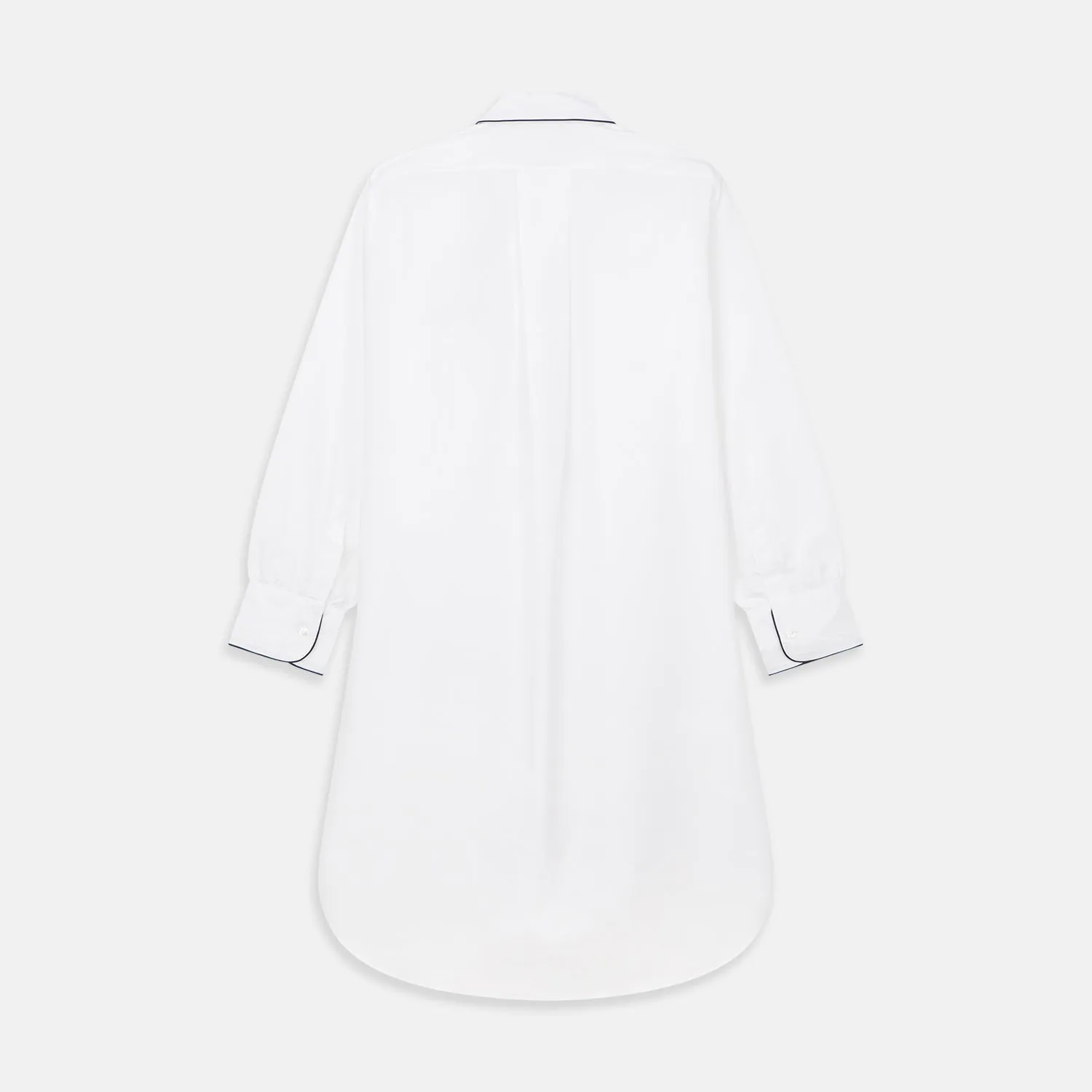 White Piped Cotton Nightshirt