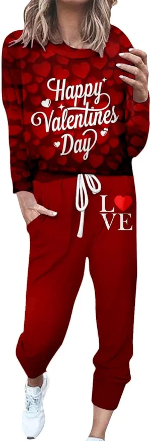Women Casual Autumn and Winter Fashion Printed Round Neck Long Sleeve Pocket Drawstring Elastic Womens Light Pant