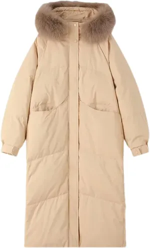 Women Long Casual Plush Hooded Parka Coat Vintage Thick Mid-Length Cotton-Padded Jacket