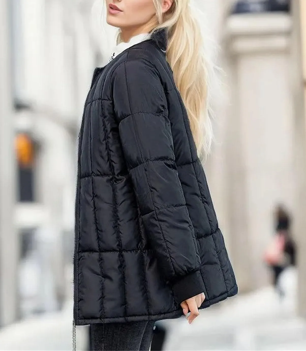 Women Plush Hooded Cotton-Padded Jacket Casual Mid-Long Thick Button Zipper Parka Coat