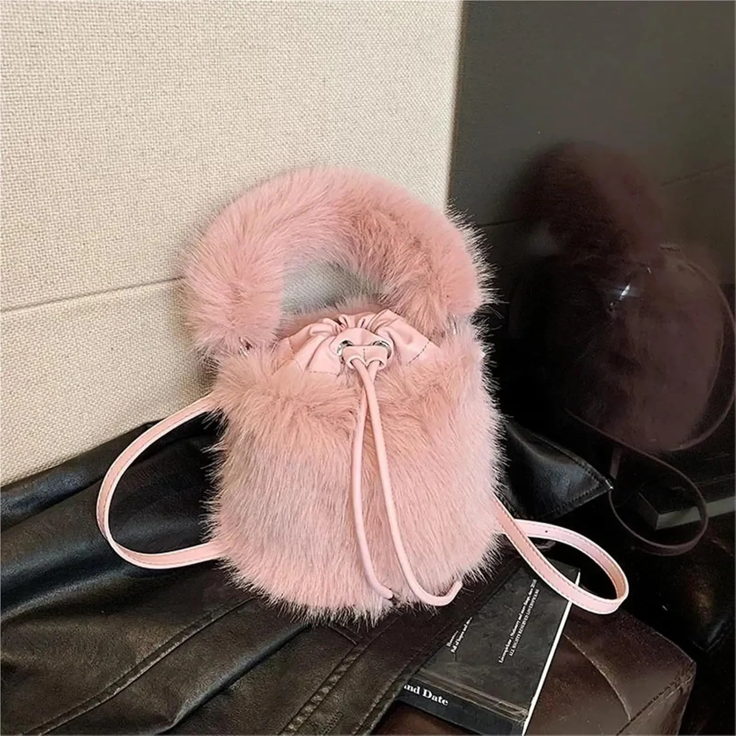 Women's Bucket Bags Sweet Soft Plush Ladies Shoulder Bag Simple Winter Female Handbags For Women