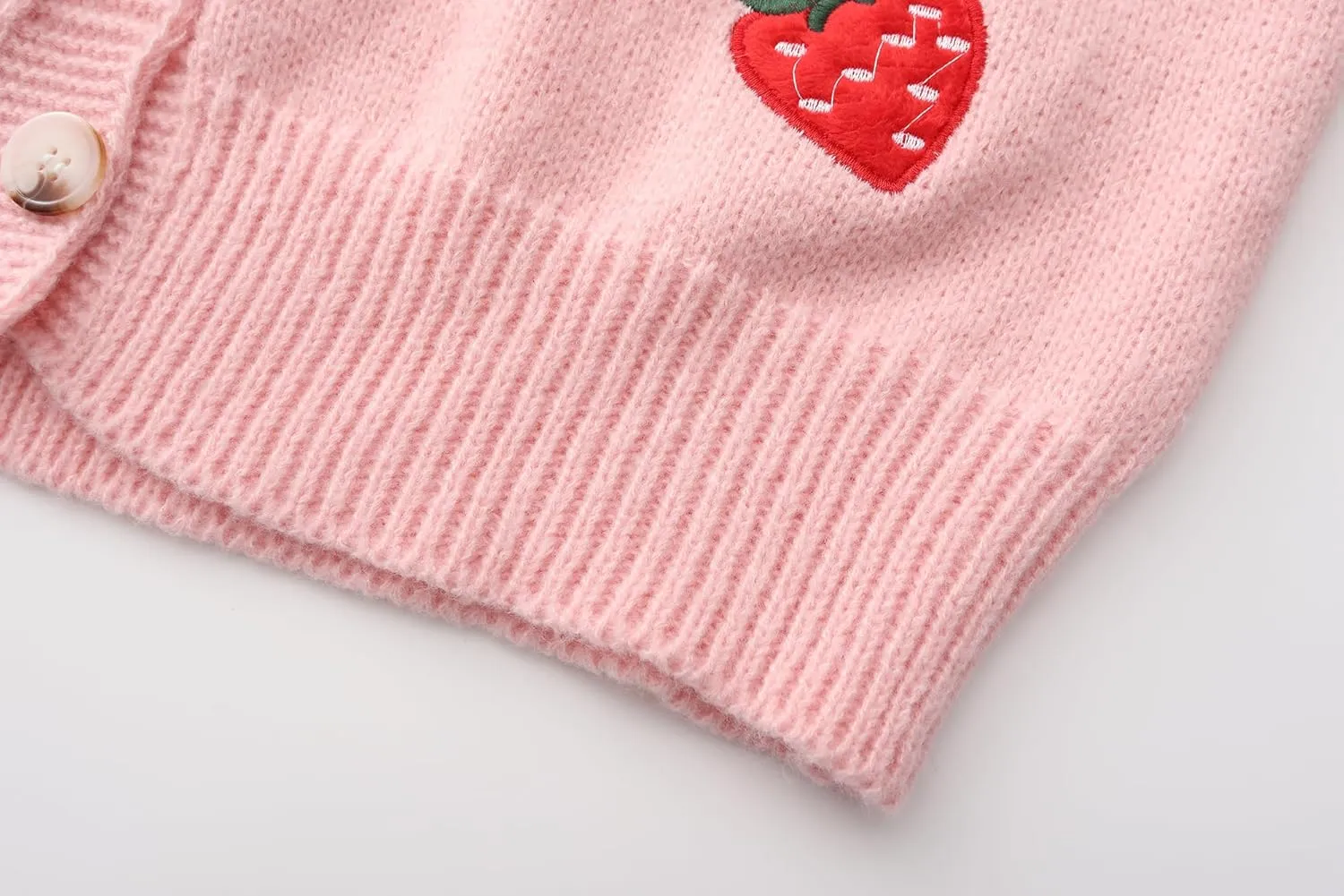 Women's Cute Strawberry Embroidered Knitted Cardigan Sweet Kawaii Button Line Y2K-Line