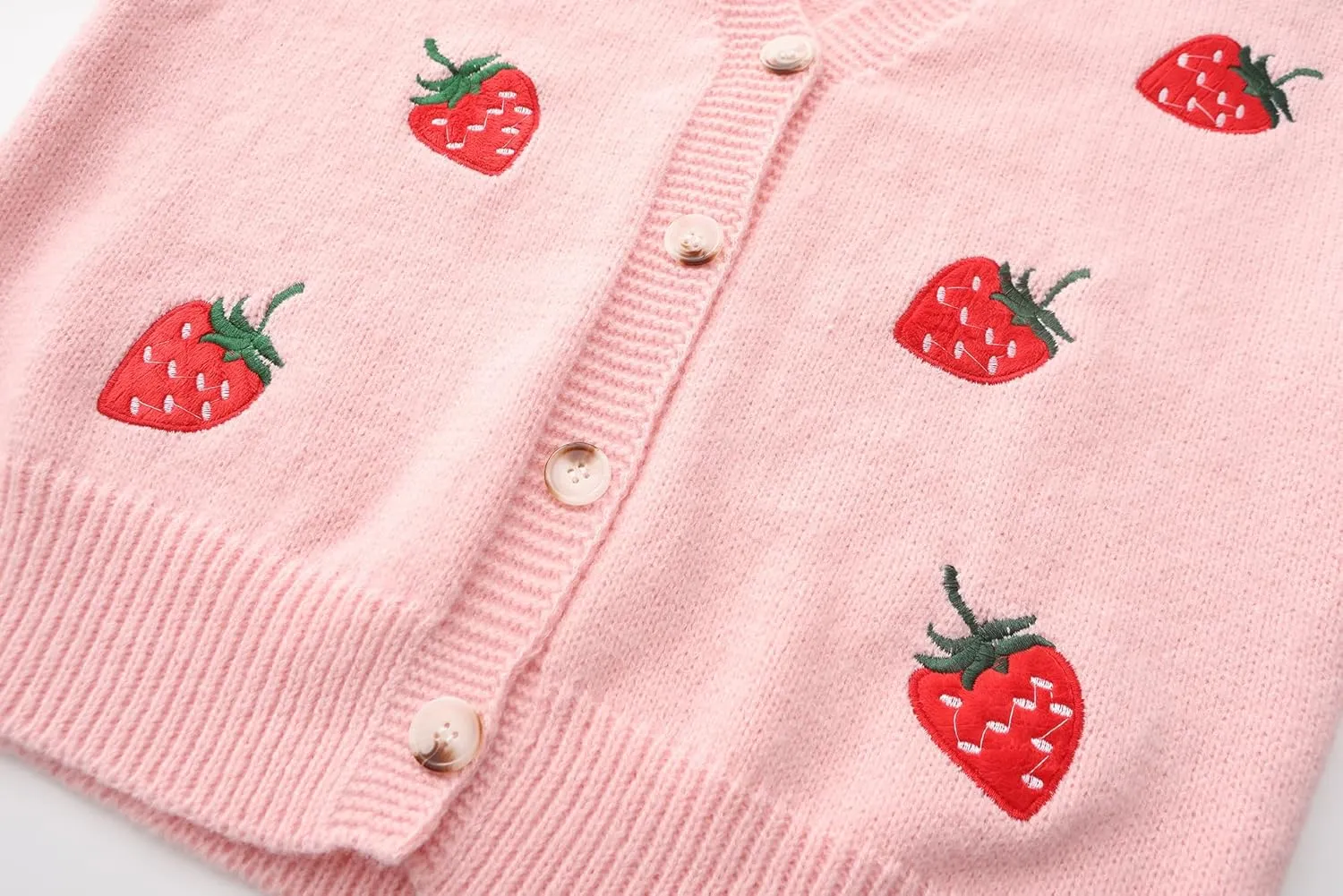 Women's Cute Strawberry Embroidered Knitted Cardigan Sweet Kawaii Button Line Y2K-Line