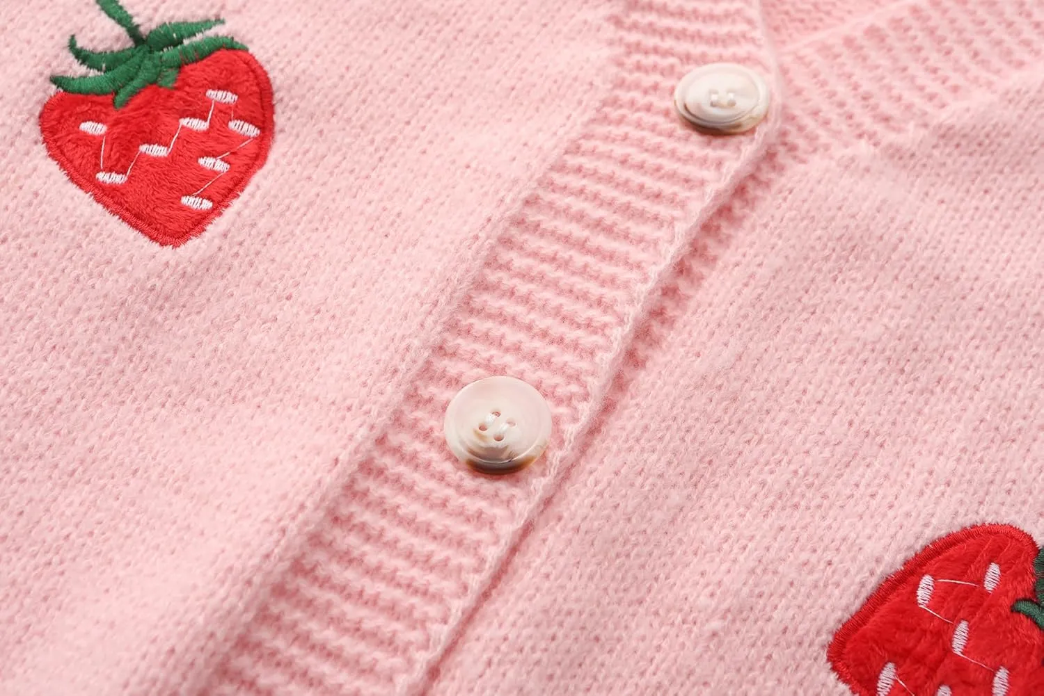 Women's Cute Strawberry Embroidered Knitted Cardigan Sweet Kawaii Button Line Y2K-Line