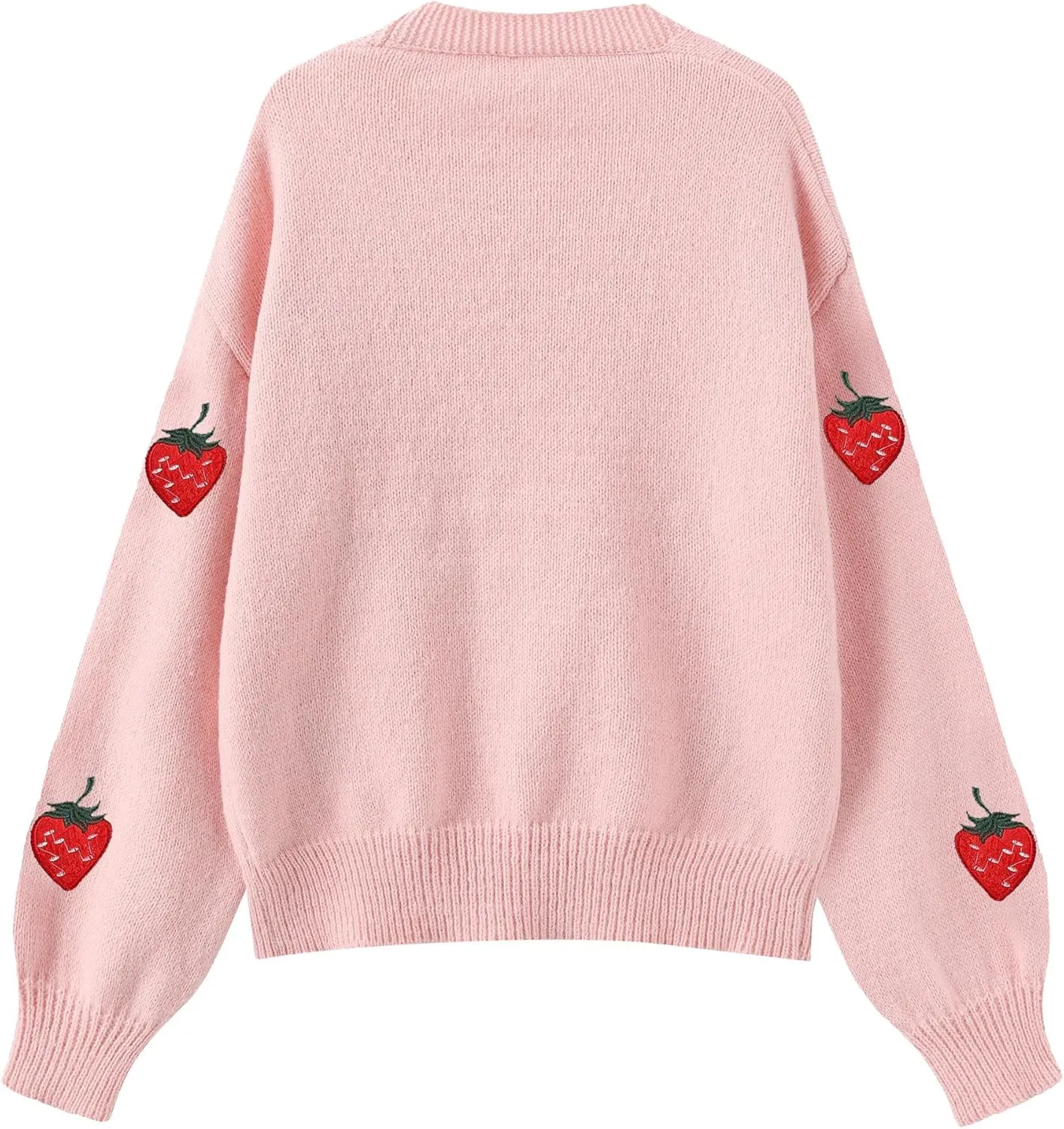 Women's Cute Strawberry Embroidered Knitted Cardigan Sweet Kawaii Button Line Y2K-Line