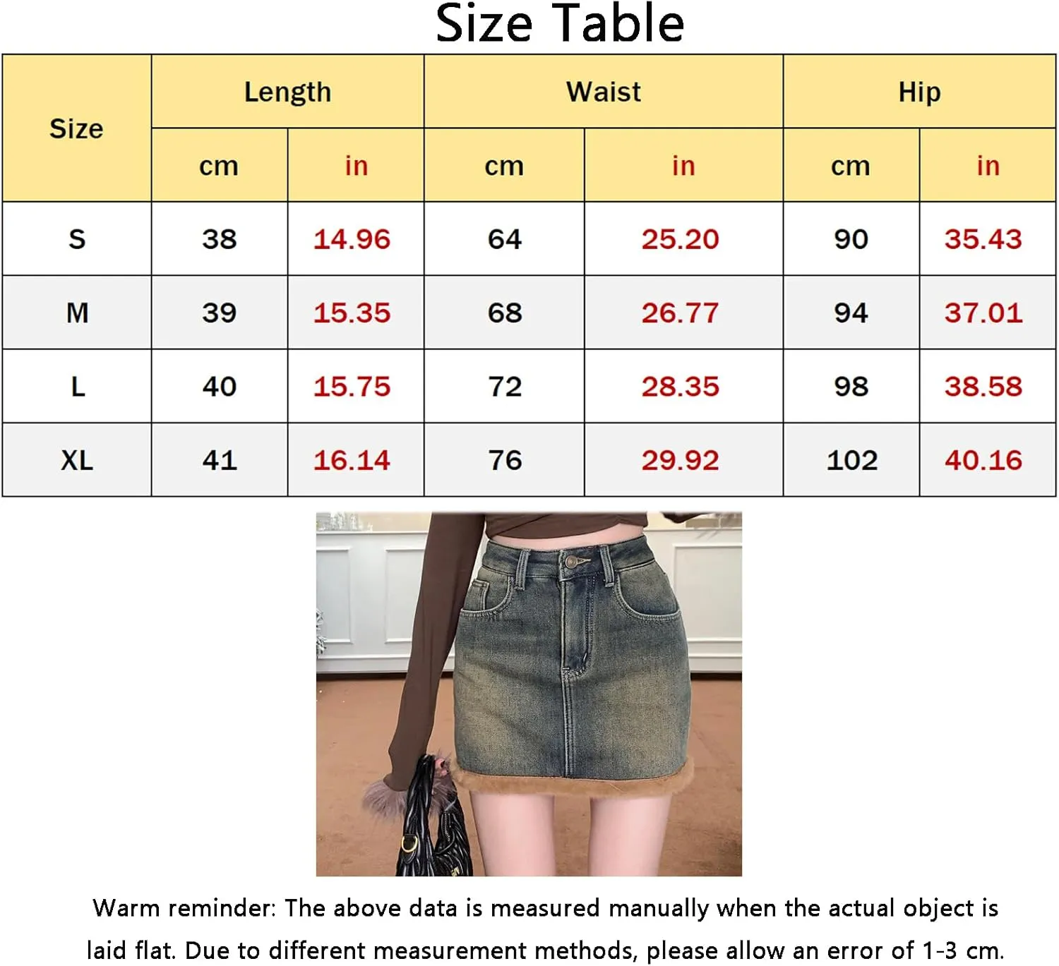 Womens Denim Skirt Plush and Thickened Distressed High Waisted Slim Fit Short Skirts Jean Skirts with Pocket