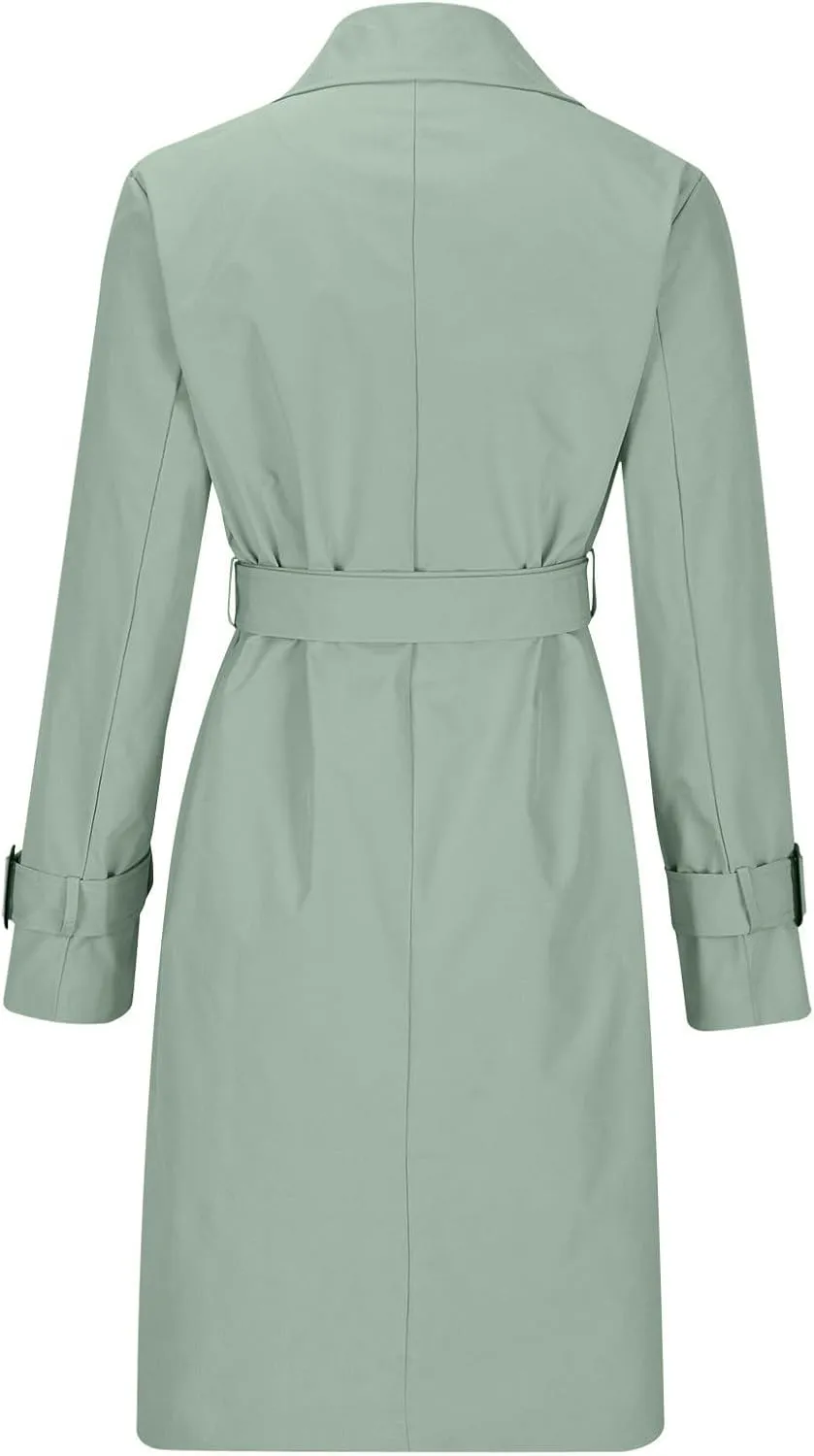 Women's Fashion Autumn Winter Solid Color Double Breasted Trench Coat Trendy Coats