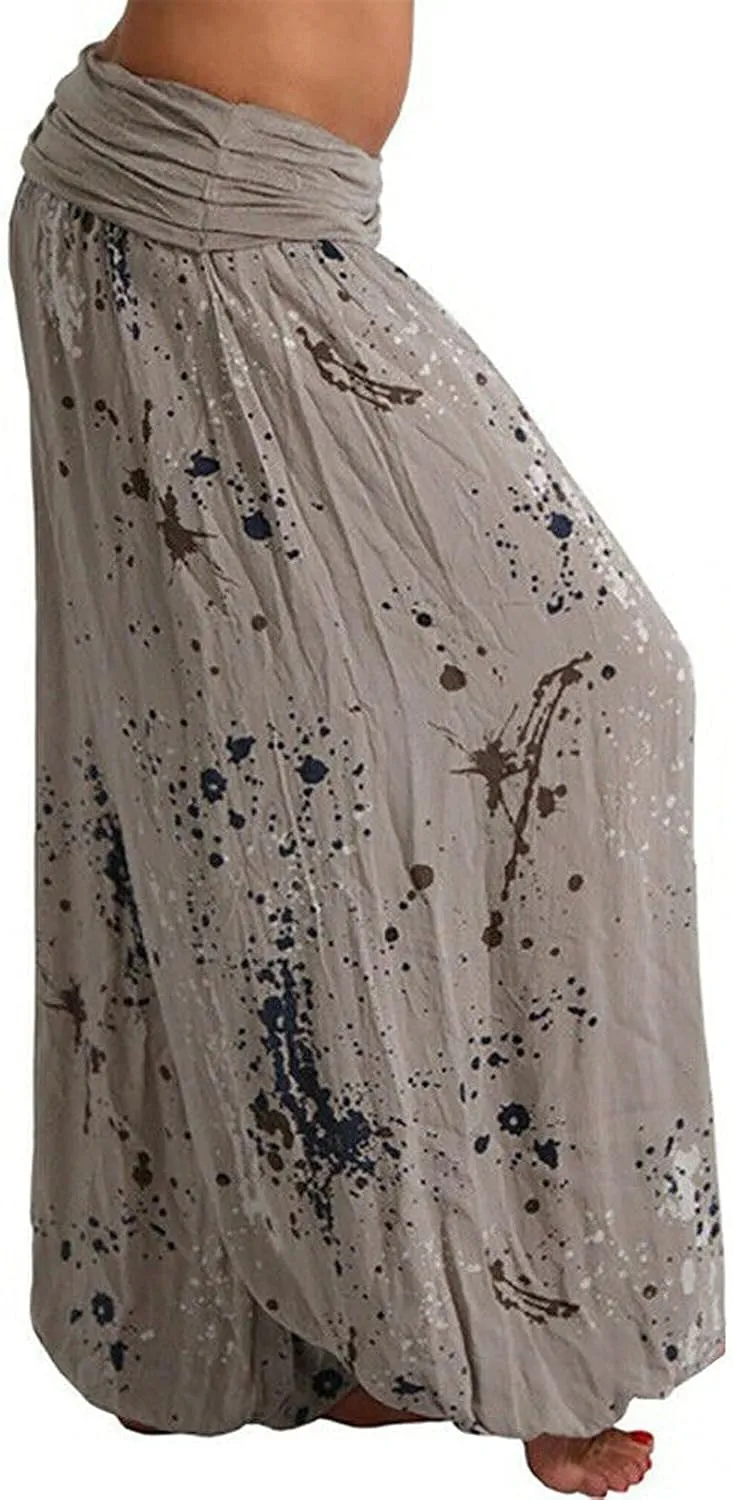 Women's Harem Pants High Waist Yoga Boho Trousers with Pockets Hippie Boho Beach Baggy Summer Baggy Joggers Plus Size