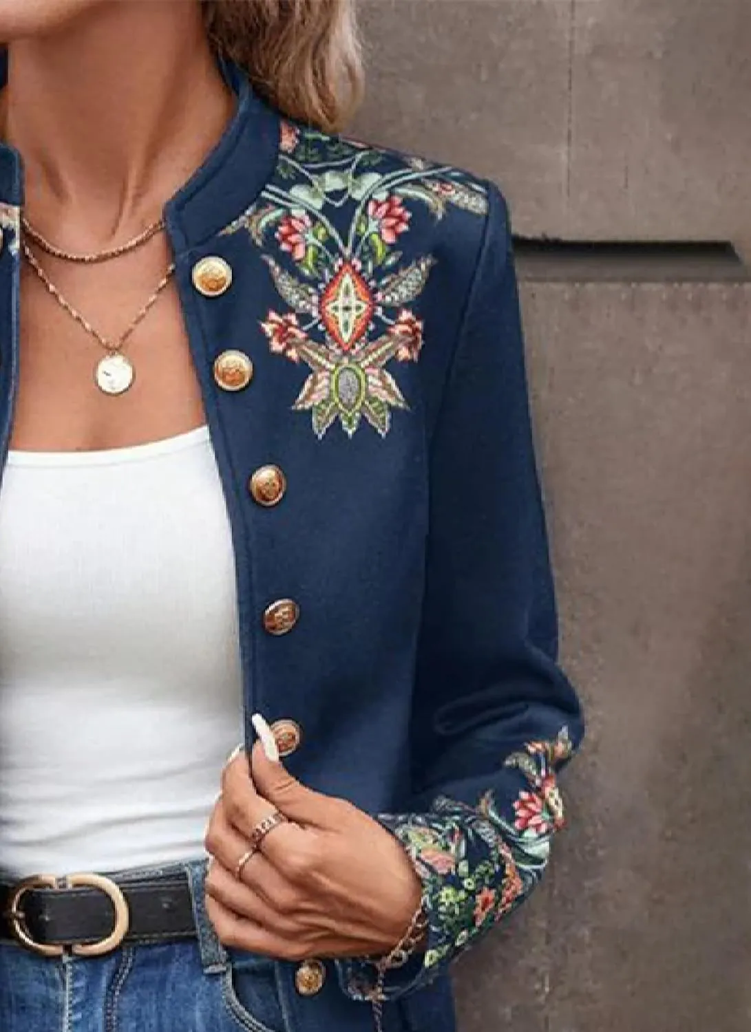 Women's Long Sleeve Printed Jackets Floral Boho Fall Winter Coat Tops Jackets