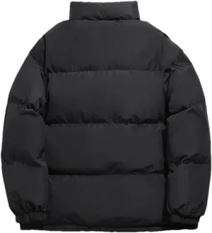 Women's Long Sleeve Zipper Parka Coat Vintage Solid Loose Stand Collar Cotton-Padded Jacket
