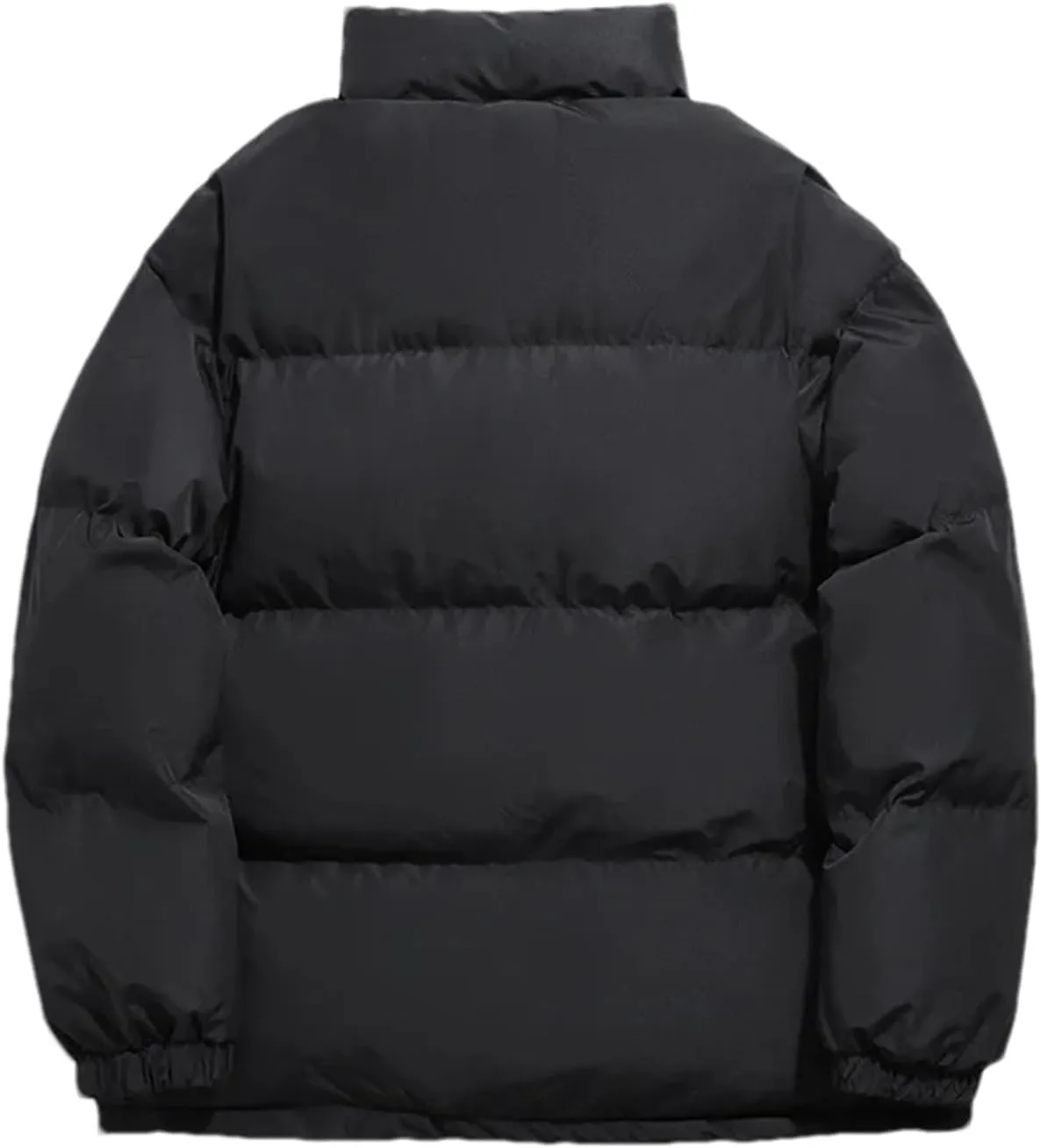 Women's Long Sleeve Zipper Parka Coat Vintage Solid Loose Stand Collar Cotton-Padded Jacket