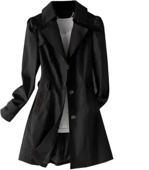 Women's New Slim Fit Women's Korean Version Double Breasted Small Mid Length Trench Coat Cofort Coats