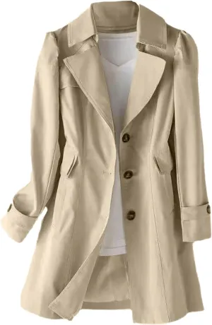 Women's New Slim Fit Women's Korean Version Double Breasted Small Mid Length Trench Coat Cofort Coats
