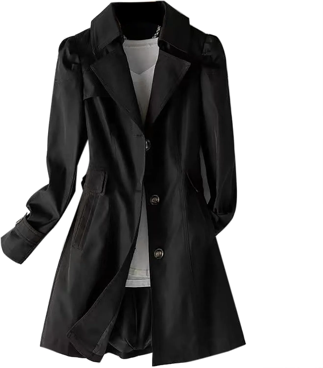 Women's New Slim Fit Women's Korean Version Double Breasted Small Mid Length Trench Coat Cofort Coats