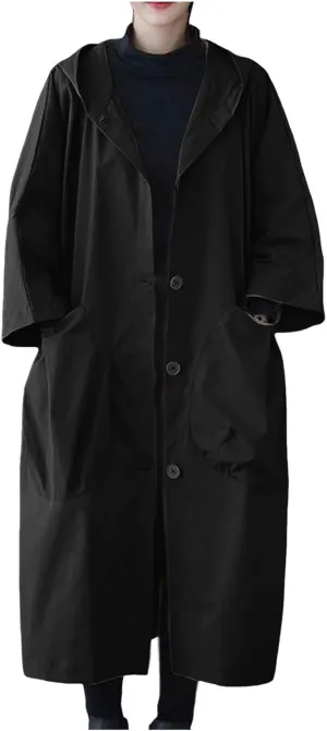 Women's Spring Autumn Winter Long Coat Jacket Trench Coat Hooded Outerwear Oversized One Size Fits Women Trendy