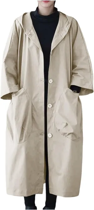 Women's Spring Autumn Winter Long Coat Jacket Trench Coat Hooded Outerwear Oversized One Size Fits Women Trendy