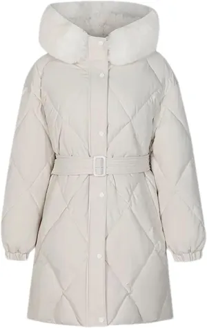 Women's Tie Waist Zipper Button Parka Coat Vintage Hooded Plush Hooded Stripe Cotton-Padded Jacket
