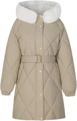 Women's Tie Waist Zipper Button Parka Coat Vintage Hooded Plush Hooded Stripe Cotton-Padded Jacket
