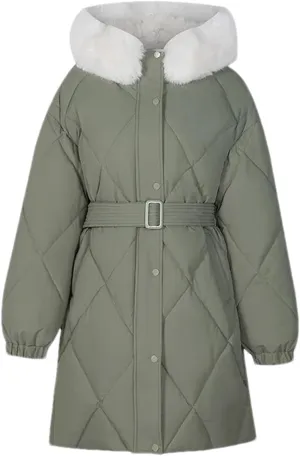 Women's Tie Waist Zipper Button Parka Coat Vintage Hooded Plush Hooded Stripe Cotton-Padded Jacket