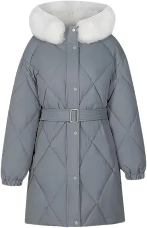 Women's Tie Waist Zipper Button Parka Coat Vintage Hooded Plush Hooded Stripe Cotton-Padded Jacket