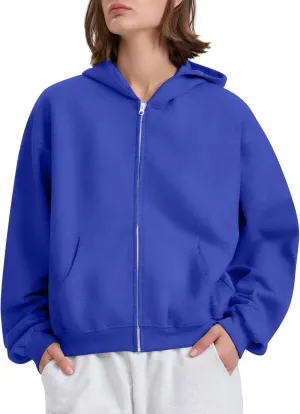 Womens Zip Up Hoodies Oversized Sweatshirts 2024 Fall Winter Fashion Outfits Sweaters Casual Jackets with Pockets