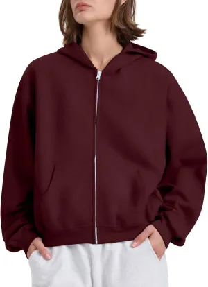 Womens Zip Up Hoodies Oversized Sweatshirts 2024 Fall Winter Fashion Outfits Sweaters Casual Jackets with Pockets