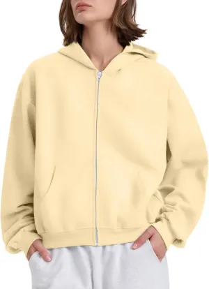Womens Zip Up Hoodies Oversized Sweatshirts 2024 Fall Winter Fashion Outfits Sweaters Casual Jackets with Pockets