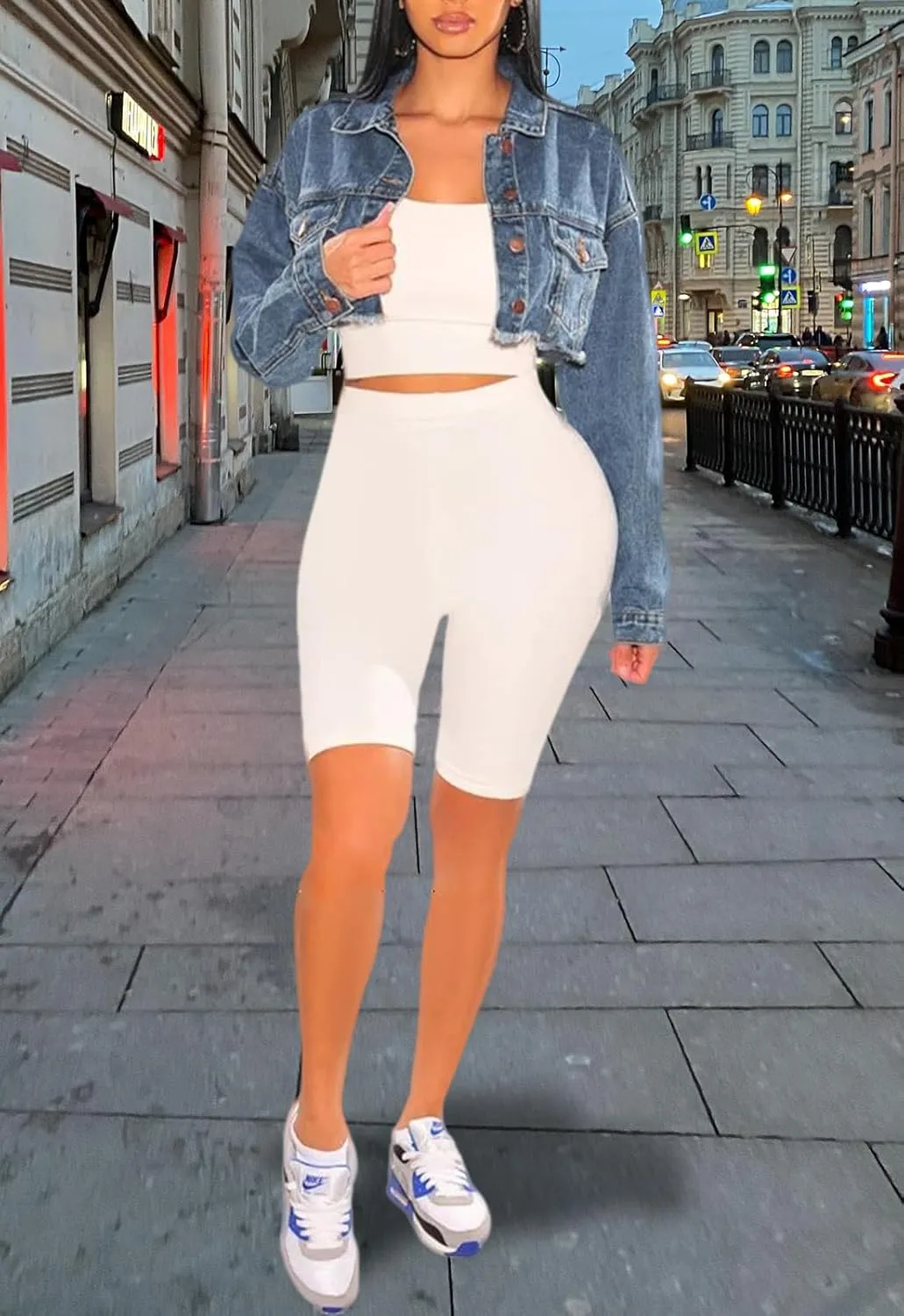 YouSexy Cropped Denim Jackets for Women Long Sleeve Destroyed Wash Jean Jackets